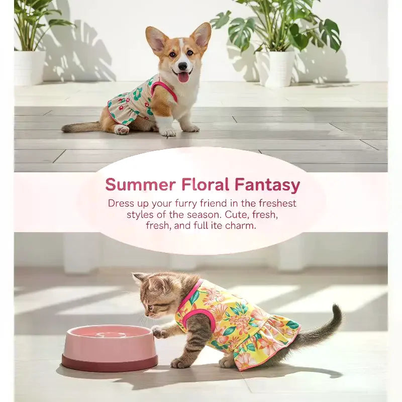 Floral Ruffle Sundress for Small Dogs – Soft Breathable Pet Dress Pet Dog Dress SPOT