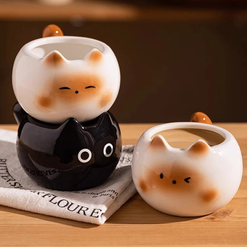 Siamese Cat Ceramic Coffee Mug – Cute Kitten Tea Cup Gift Ceramic Cat Mug SPOT