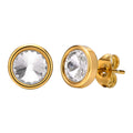 Round CZ Stud Earrings – Gold Plated Stainless Steel Women CZ Stud Earrings SPOT Default Title