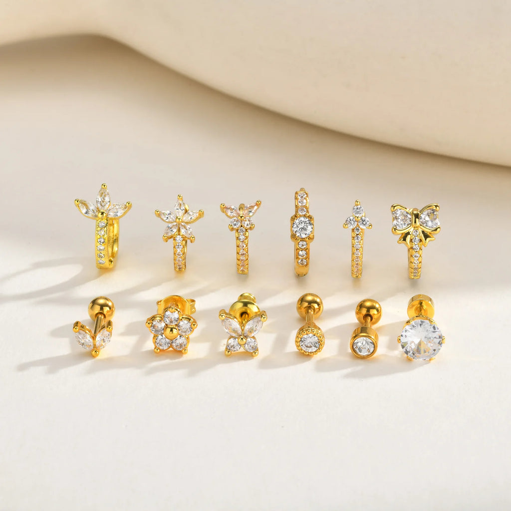 2-Pack Gold Huggie Hoop Earrings – Hypoallergenic CZ Set Huggie Hoop Earrings SPOT