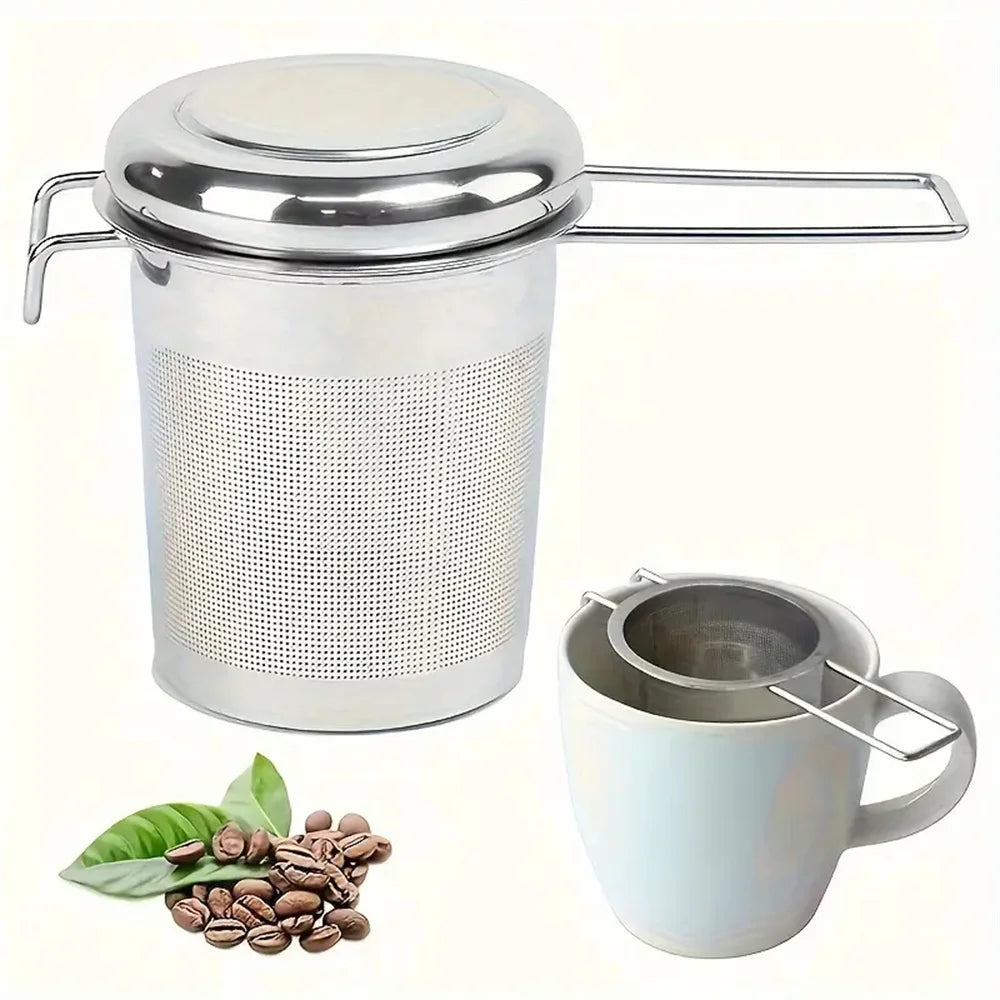 Stainless Steel Loose Tea Strainer with Folding Handle & Lid Tea Strainer SPOT