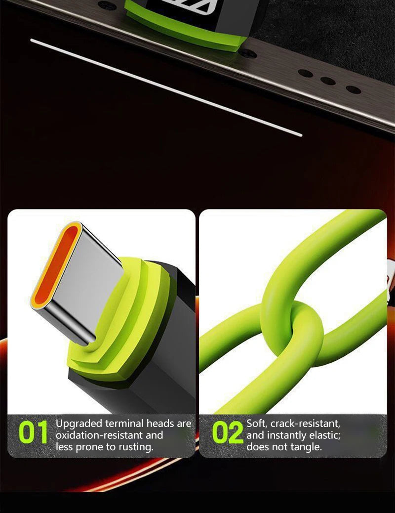 PD 240W USB-C to USB-C Silicone Fast Charging Cable 6A USB-C Charging Cable SPOT
