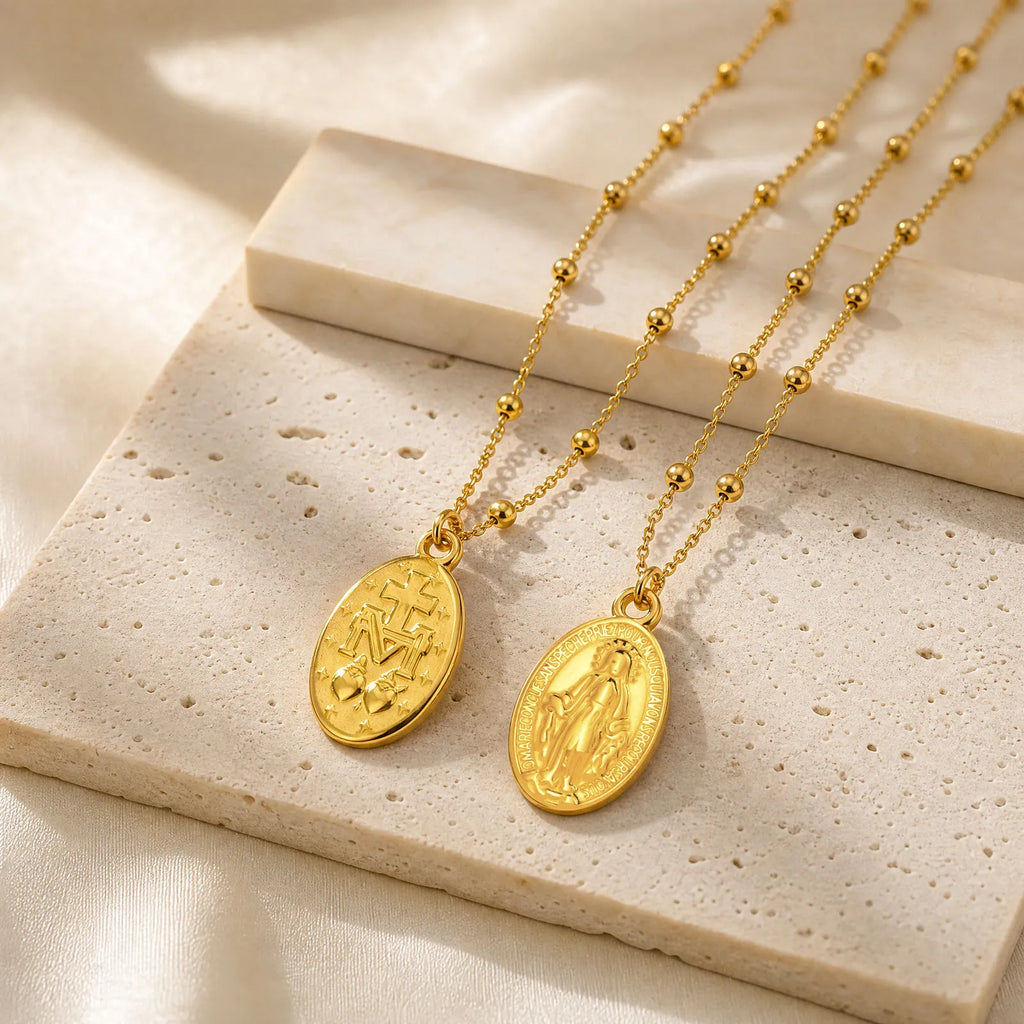 18K Gold Virgin Mary Pendant Necklace – Catholic Gift for Women Pendant Necklace SPOT