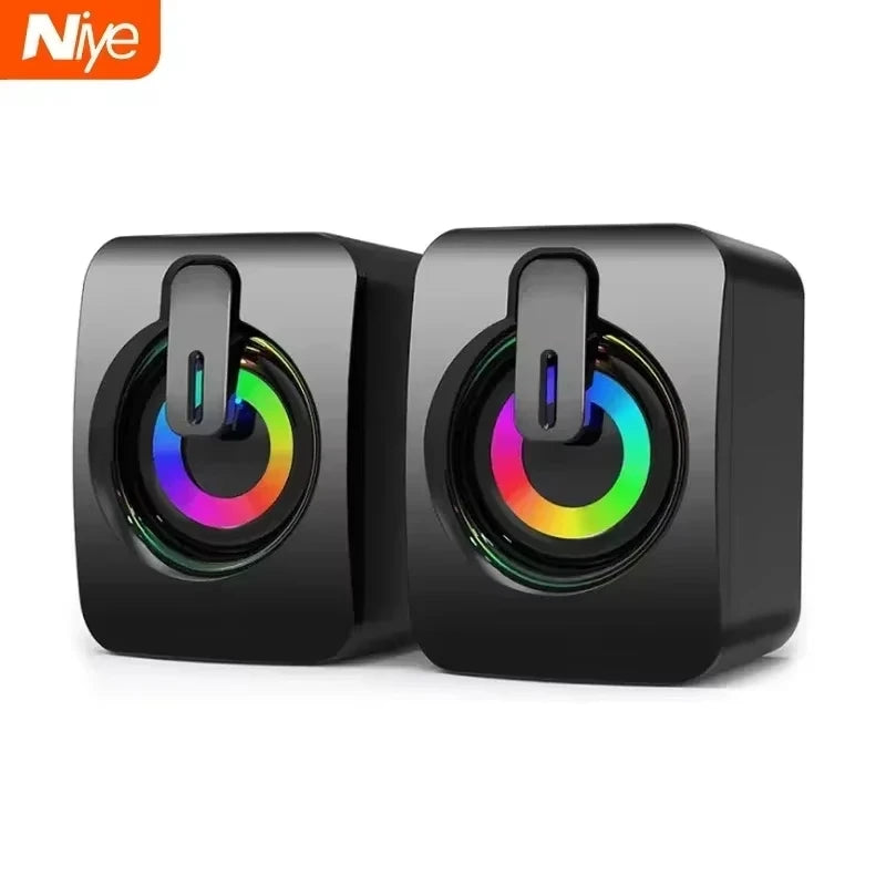 NOCCLILI USB Stereo PC Speakers with LED Light & Microphone Computer Speakers SPOT