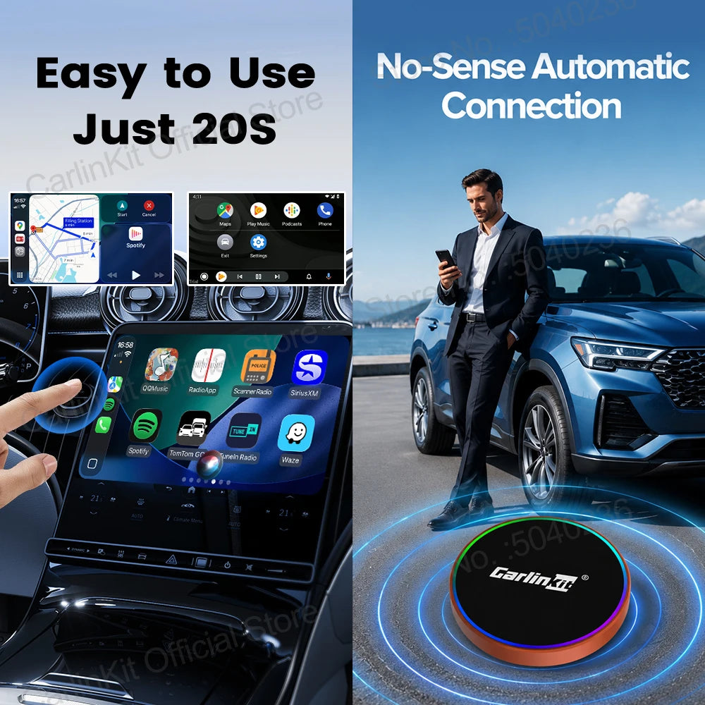 CarlinKit Wireless CarPlay & Android Auto Adapter – 4-in-1 Wireless CarPlay Adapter SPOT