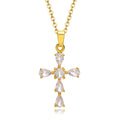 CZ Cross Pendant Necklace for Women – Gold Adjustable Chain Cross Pendant Necklace SPOT NC-1218GW