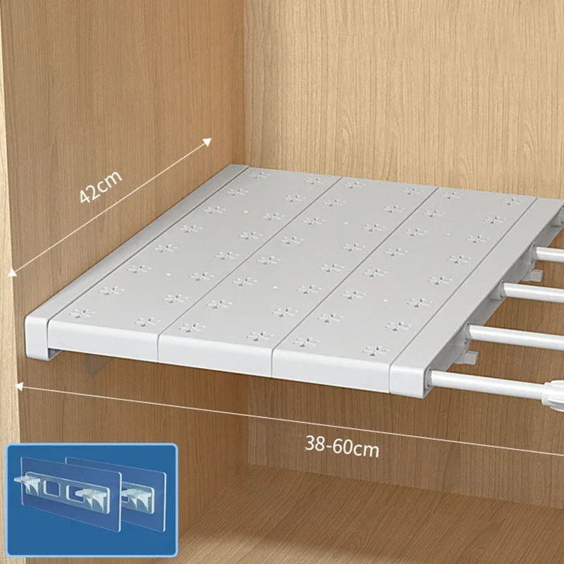 White Expandable Shelf Divider – Punch-Free Retractable Organizer Shelf Divider Organizer SPOT Length 38-60cm