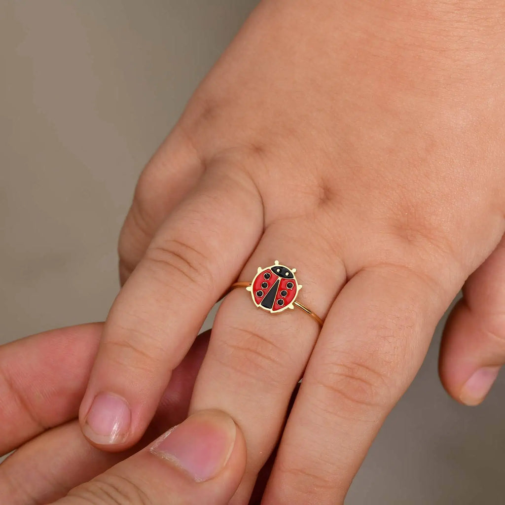 Red Enamel Adjustable Ring – 18K Gold Kids & Women Gift Fashion Ring SPOT