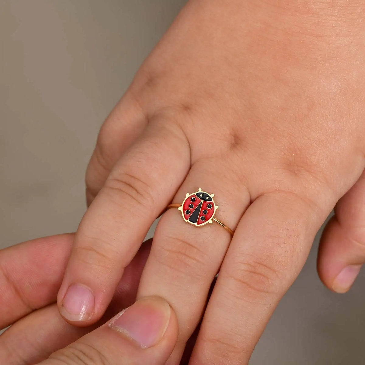 Red Enamel Adjustable Ring – 18K Gold Kids & Women Gift Fashion Ring SPOT