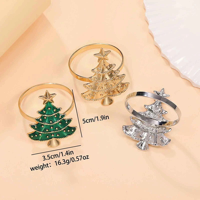 6-Pack Christmas Napkin Rings – Festive Xmas Table Decor Holiday Napkin Rings SPOT