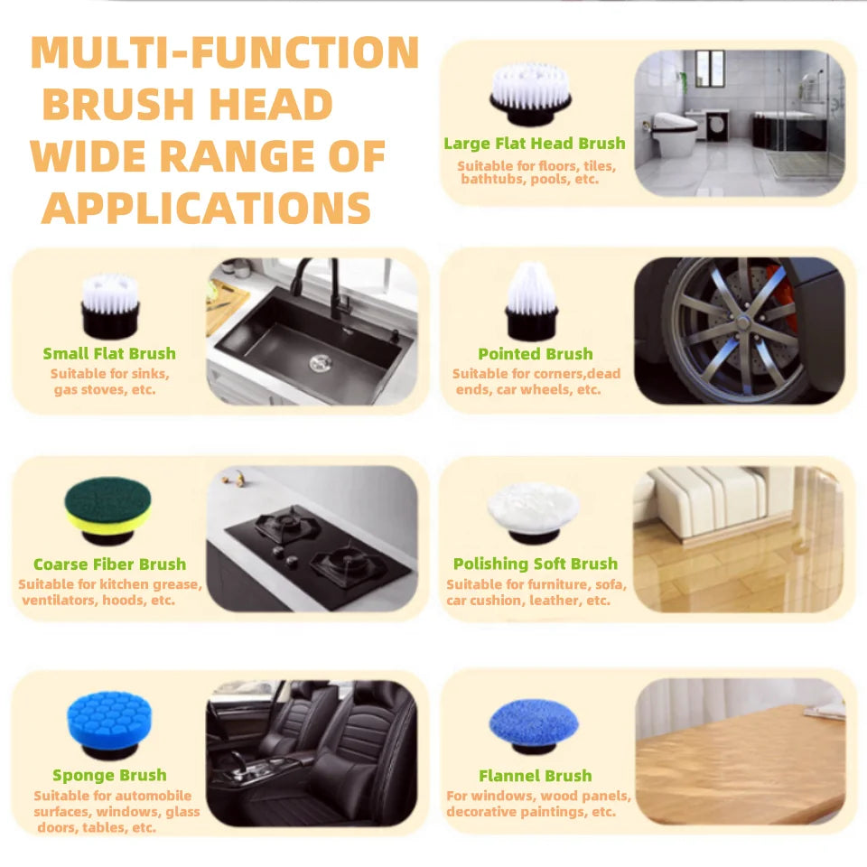 Cordless Electric Spin Scrubber – 9 Brush Heads | Home Cleaning Electric Spin Scrubber SPOT
