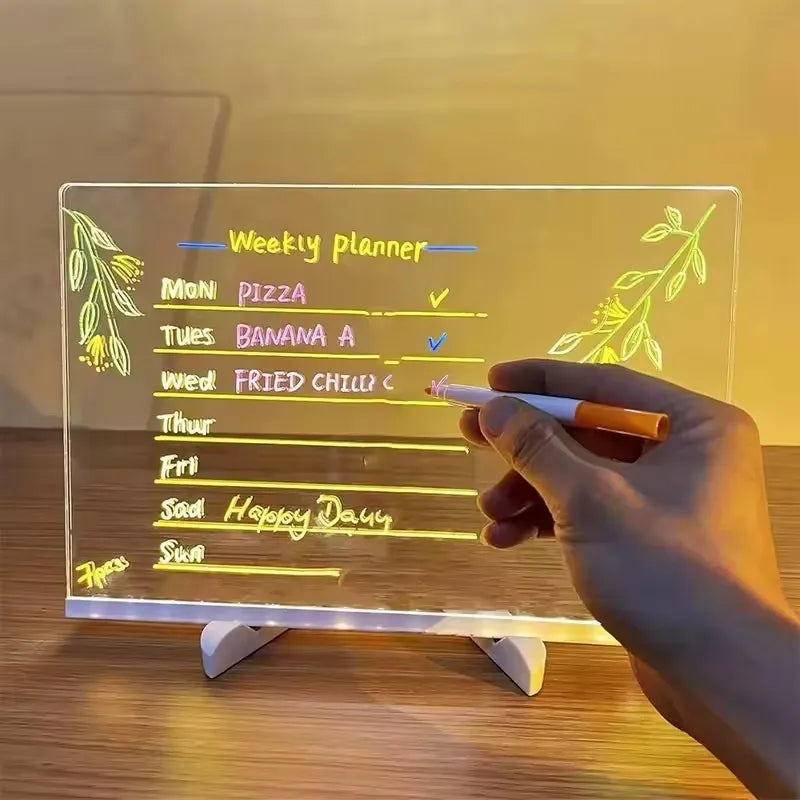 LED Acrylic Erasable Message Board USB Drawing Board with Stand LED Drawing Board SPOT