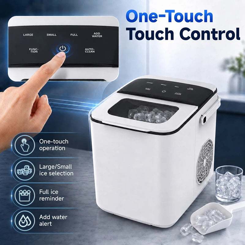 Smart Countertop Ice Maker – 9 Cubes in 6 Min, Touch Control Countertop Ice Maker SPOT