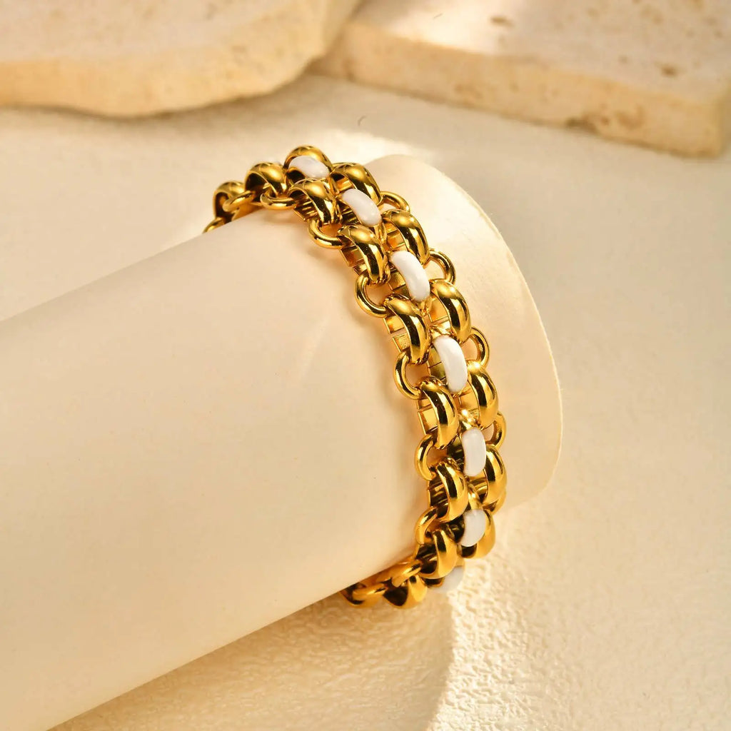 Chunky Chain Bracelet 18K Gold Plated Stainless Steel Women Chain Link Bracelet SPOT