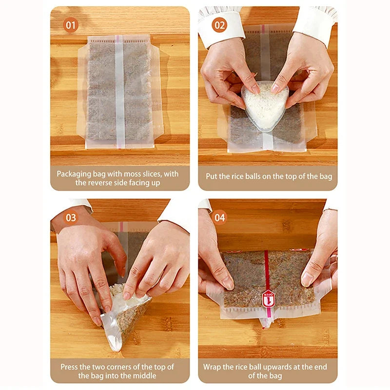 Disposable Triangle Onigiri Bags – Double Layer Rice Ball Wrap Food Storage Bags SPOT