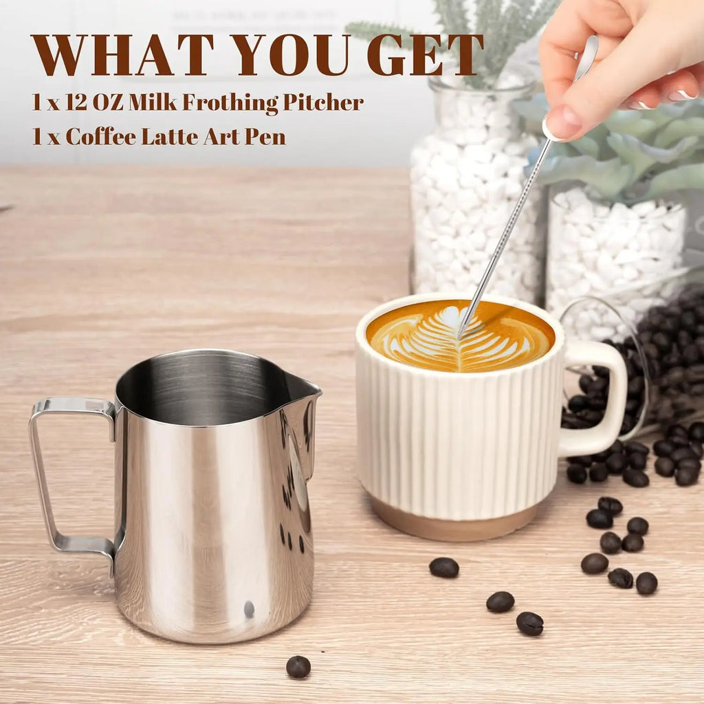 12oz Stainless Steel Milk Frothing Pitcher – Latte Art Jug Milk Frothing Pitcher SPOT