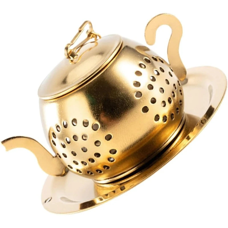 Golden Teapot Tea Infuser with Lid – 304 Stainless Steel Tea Infuser Strainer SPOT Default Title