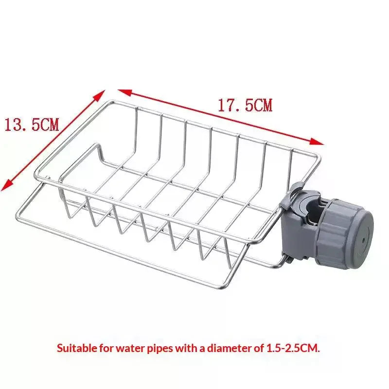 Stainless Steel Faucet Caddy – Sink Sponge & Scrubber Organizer Sink Caddy Organizer SPOT