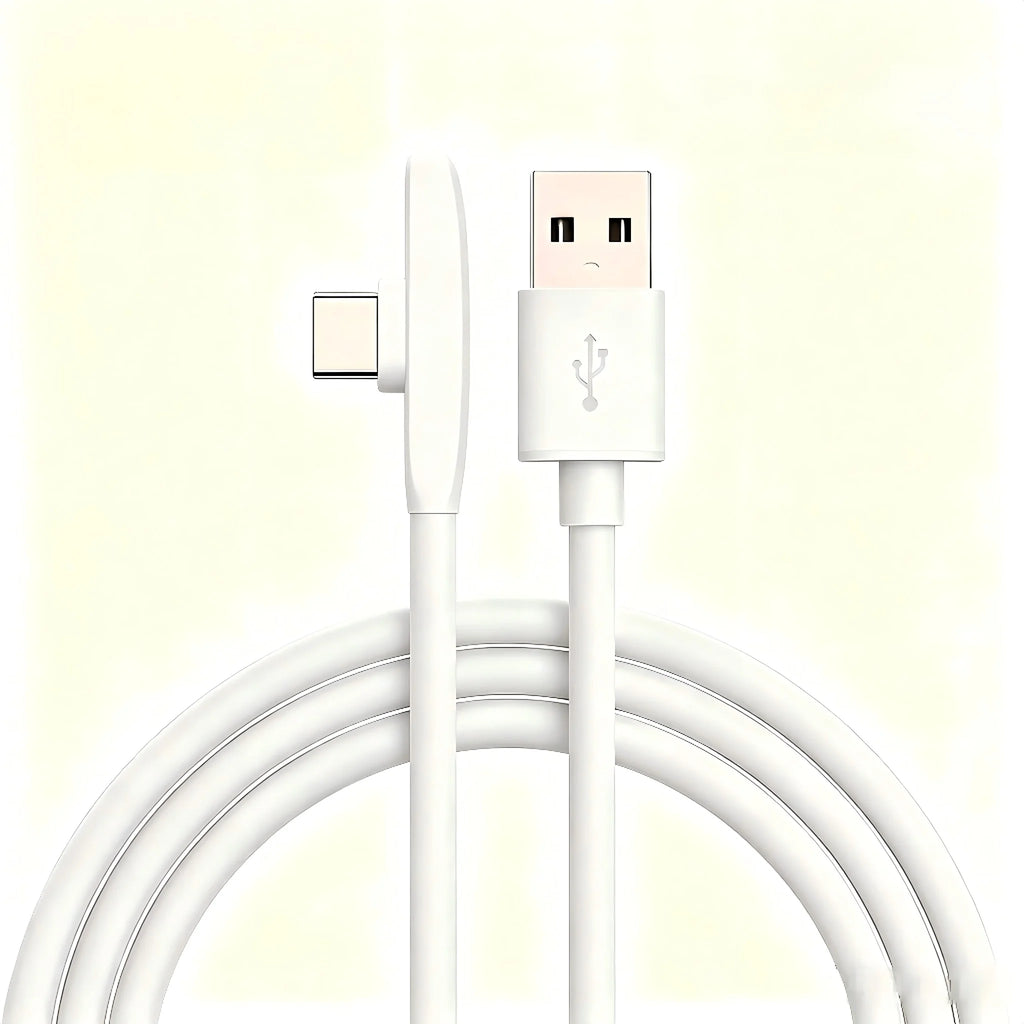 100W USB-C Fast Charging Cable 90° Elbow – PD Game Cable USB-C Charging Cable SPOT WH 2m