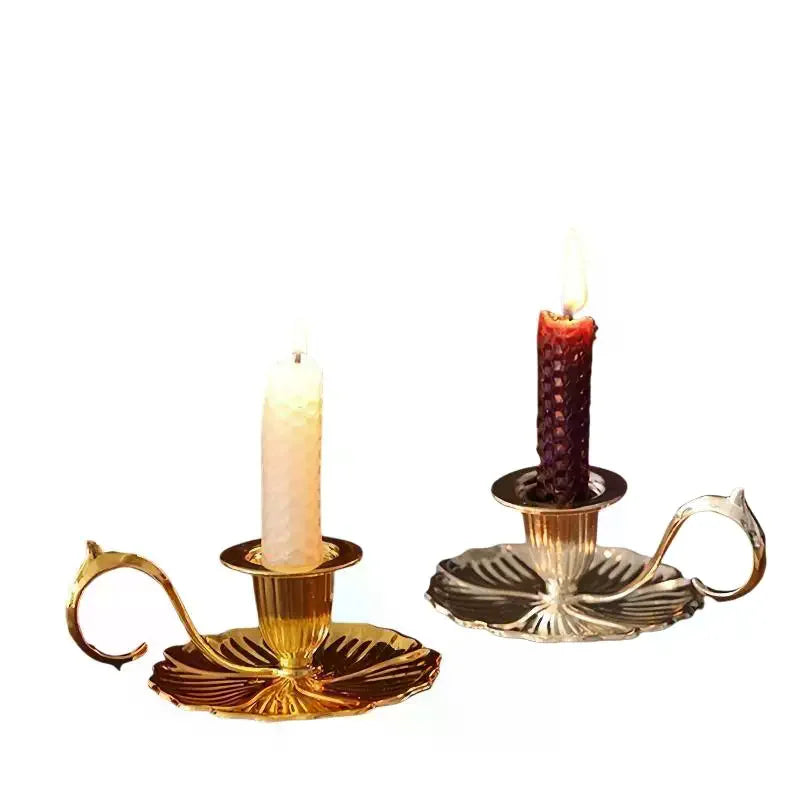 Vintage Metal Chamberstick Candle Holder with Handle & Drip Tray Candle Holder SPOT
