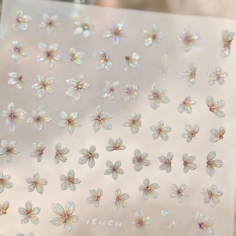 5-Petal Flower Nail Stickers – Floral DIY Nail Art Decals Nail Art Stickers SPOT Champagne