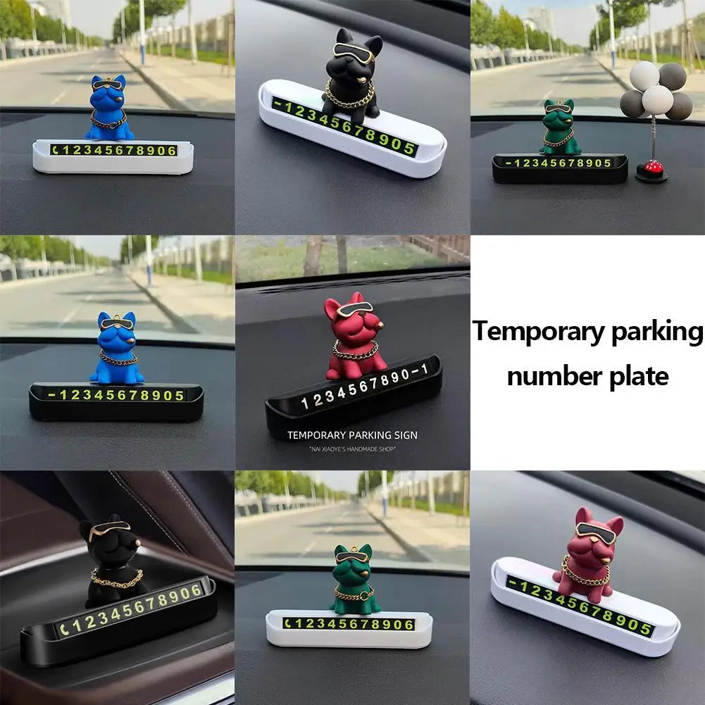 Bulldog Temporary Parking Card – Funny Car Dashboard Decor Car Dashboard Decor SPOT