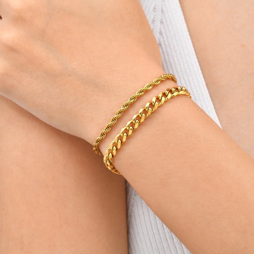 18K Gold Plated Bracelet Set 2Pcs – Waterproof, Tarnish-Free Gold Bracelet Set SPOT
