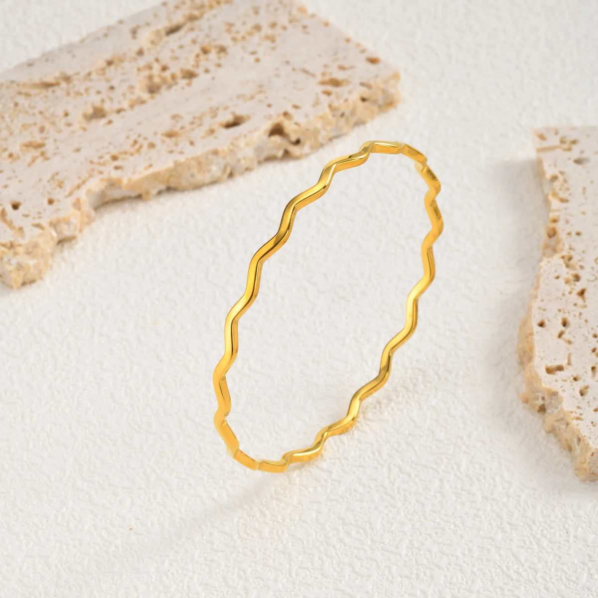 Wavy Gold Bangle Bracelet – Stainless Steel Minimalist Jewelry Bangle Bracelet SPOT