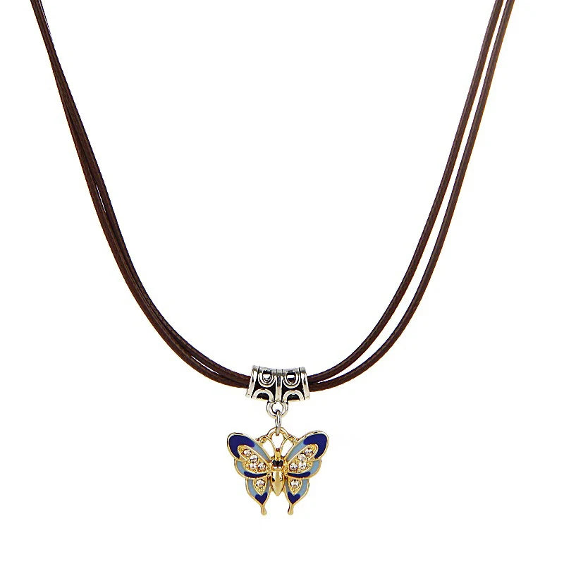 Chinese Retro Braided Rope Choker Necklace – Moon Butterfly Pendant Choker Necklace SPOT