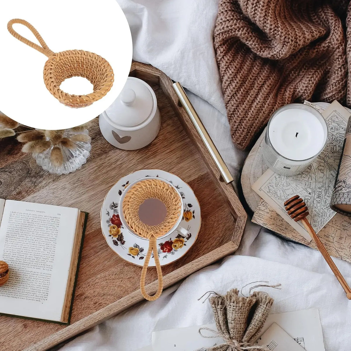 Rattan Tea Strainer – Handmade Fine Mesh Loose Leaf Infuser Tea Strainer SPOT