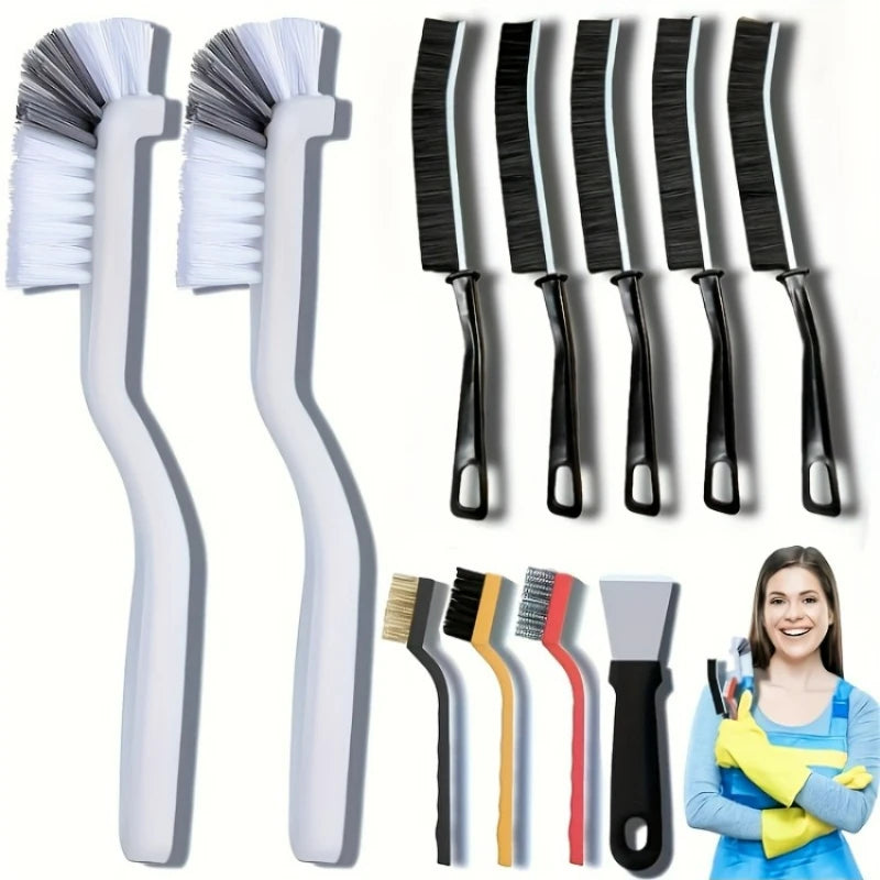 11-Piece Long Handle Cleaning Brush Set – Kitchen & Bathroom Cleaning Brush Set SPOT black