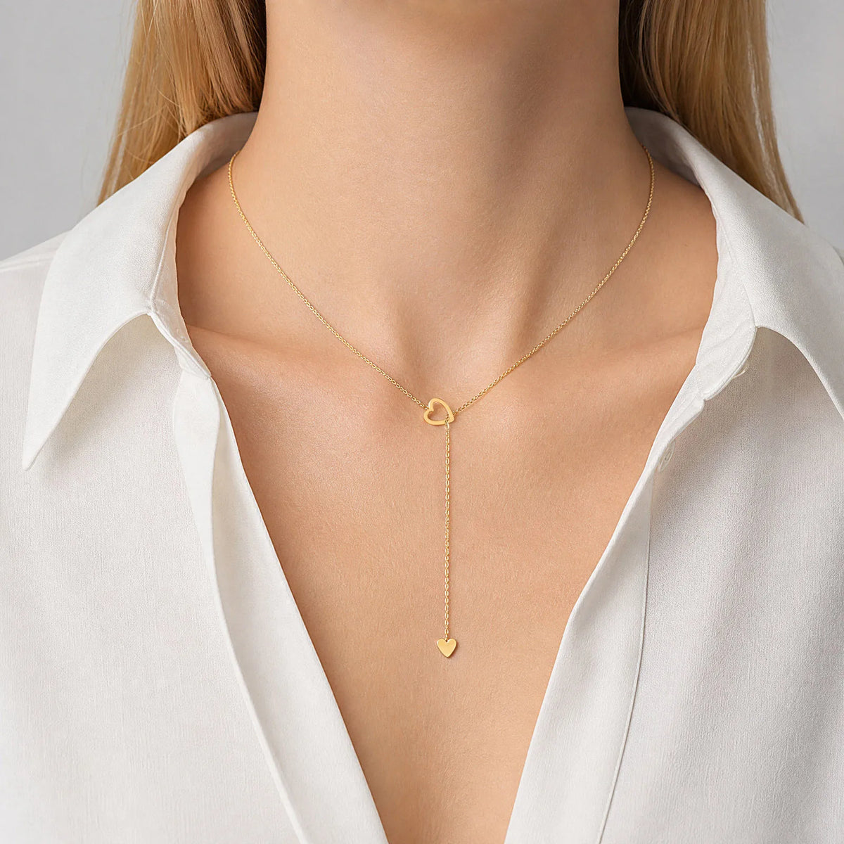 Heart Lariat Necklace – Hypoallergenic Stainless Steel Women Lariat Necklace SPOT