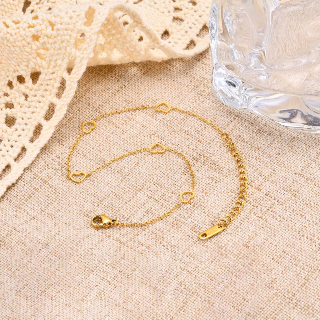Heart Anklet Bracelet – Adjustable Gold Stainless Steel Anklet Anklet Bracelet SPOT