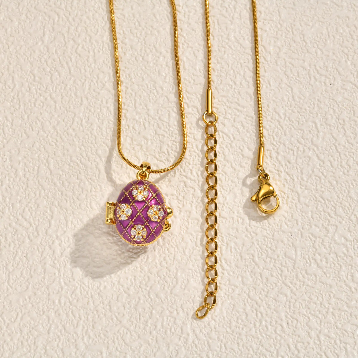 Fabergé Egg Locket Necklace – Vintage Enamel Pendant for Women Locket Pendant Necklace SPOT PNB-391G