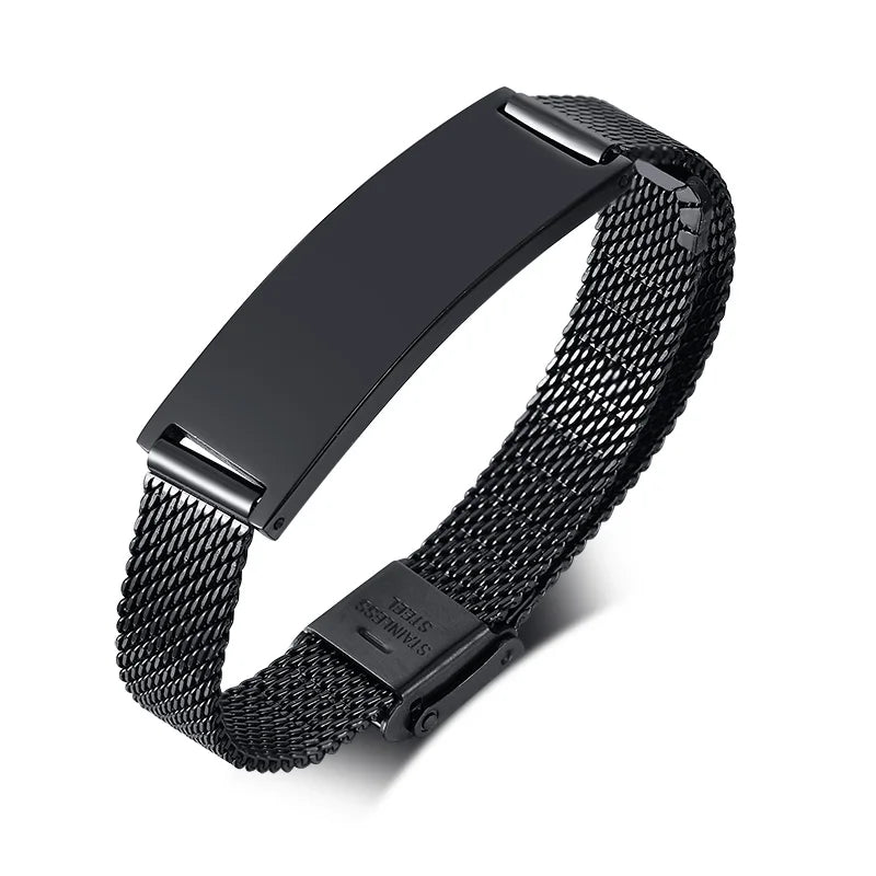Personalized Milanese Mesh Bracelet – Custom Name Women's Gift Personalized Bracelet SPOT Black