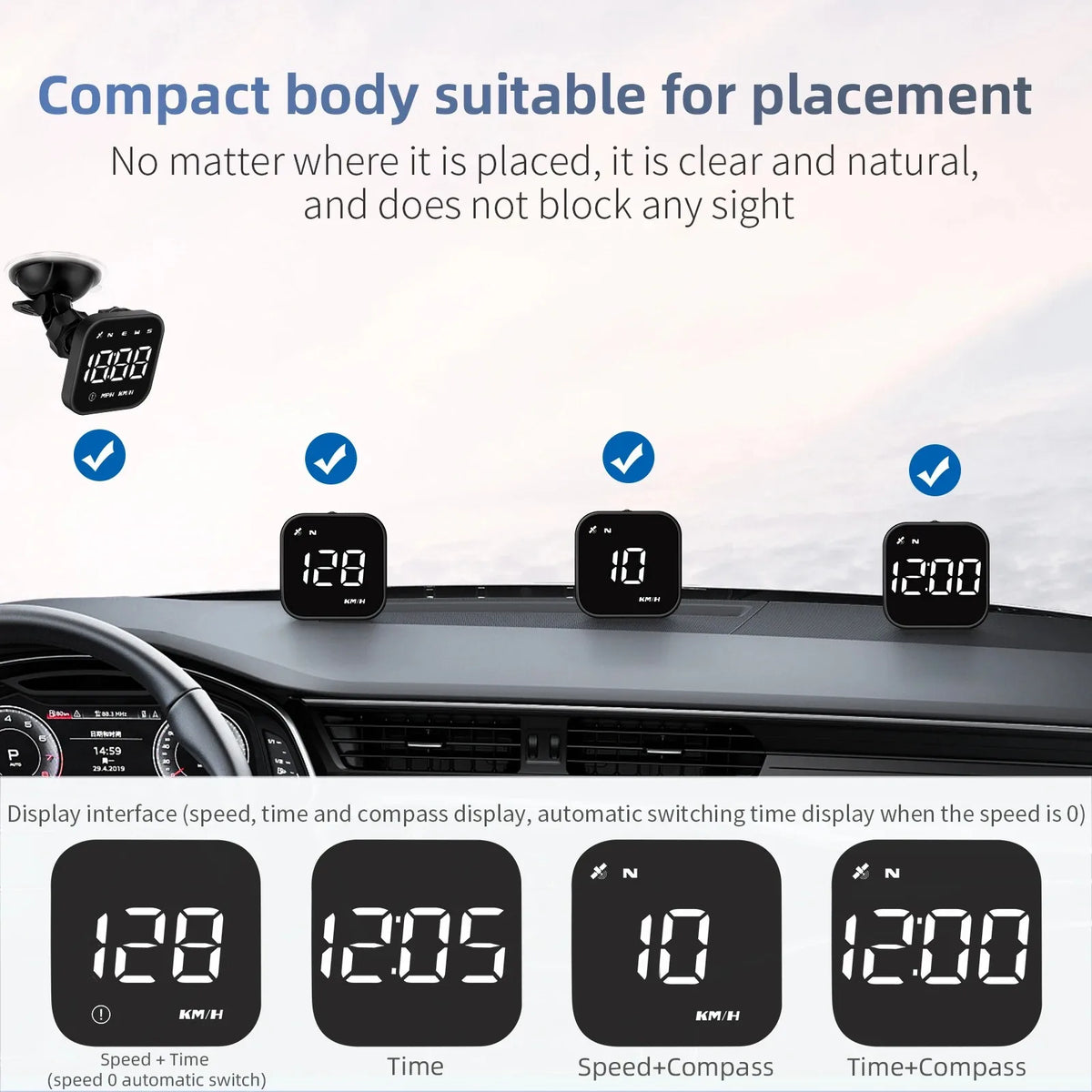 GPS Car HUD Head-Up Display – Digital Speedometer MPH/KMH Car HUD Display SPOT