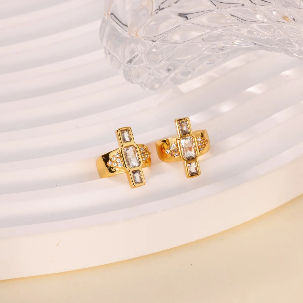 Zircon Ear Cuffs – 18K Gold Non-Piercing Geometric Clips Clip Ear Cuffs SPOT Default Title