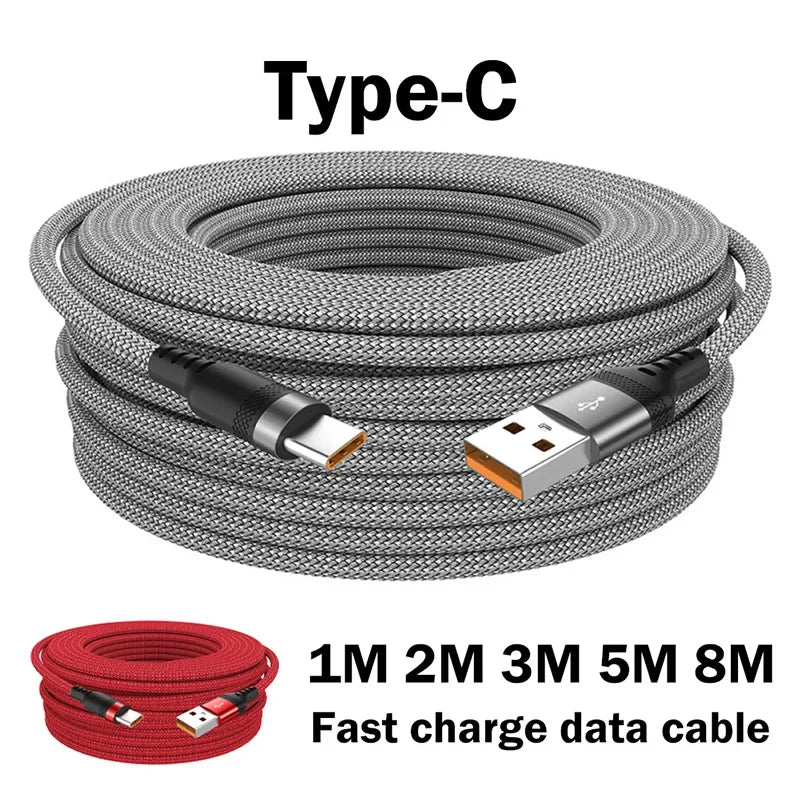 6A USB-C Fast Charging Cable – Braided, 1M to 8M Lengths USB-C Charging Cable SPOT