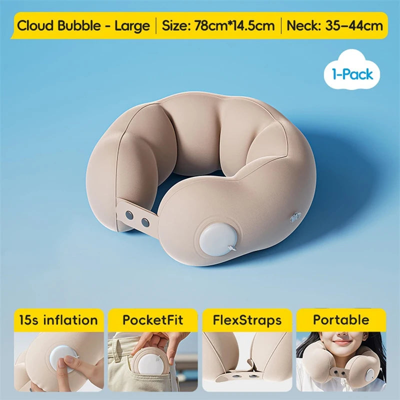 Inflatable Travel Neck Pillow – Adjustable U-Shape & Washable Inflatable Travel Pillow SPOT