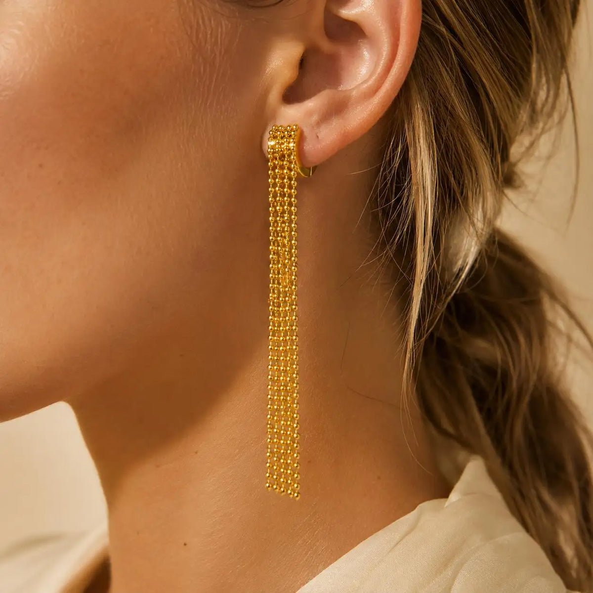 Luxury Long Tassel Drop Earrings – Gold Stainless Steel Tassel Drop Earrings SPOT Default Title