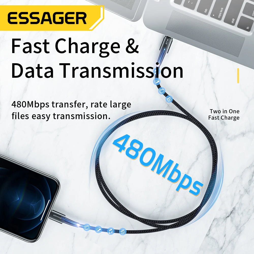 Essager USB-C to Lightning Cable – 20W Fast Charging 0.5–3m USB Charging Cable SPOT