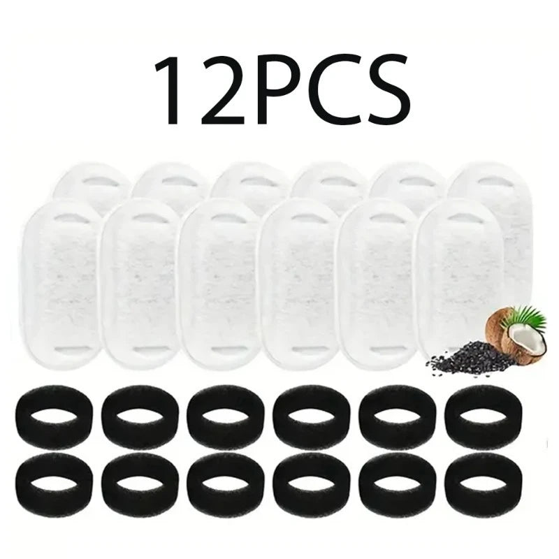 Cat Fountain Replacement Filters – Activated Carbon & Sponge Foam Cat Fountain Filter SPOT 12 PCS