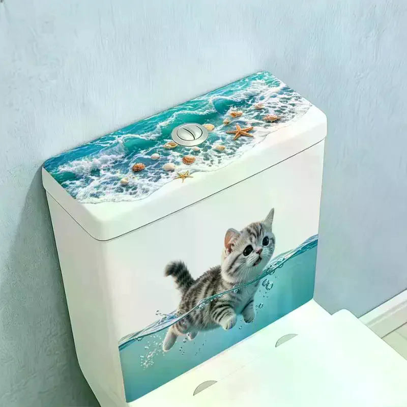 Cute Swimming Cat Bathroom Wall Sticker – Waterproof Decal Wall Sticker Decal SPOT