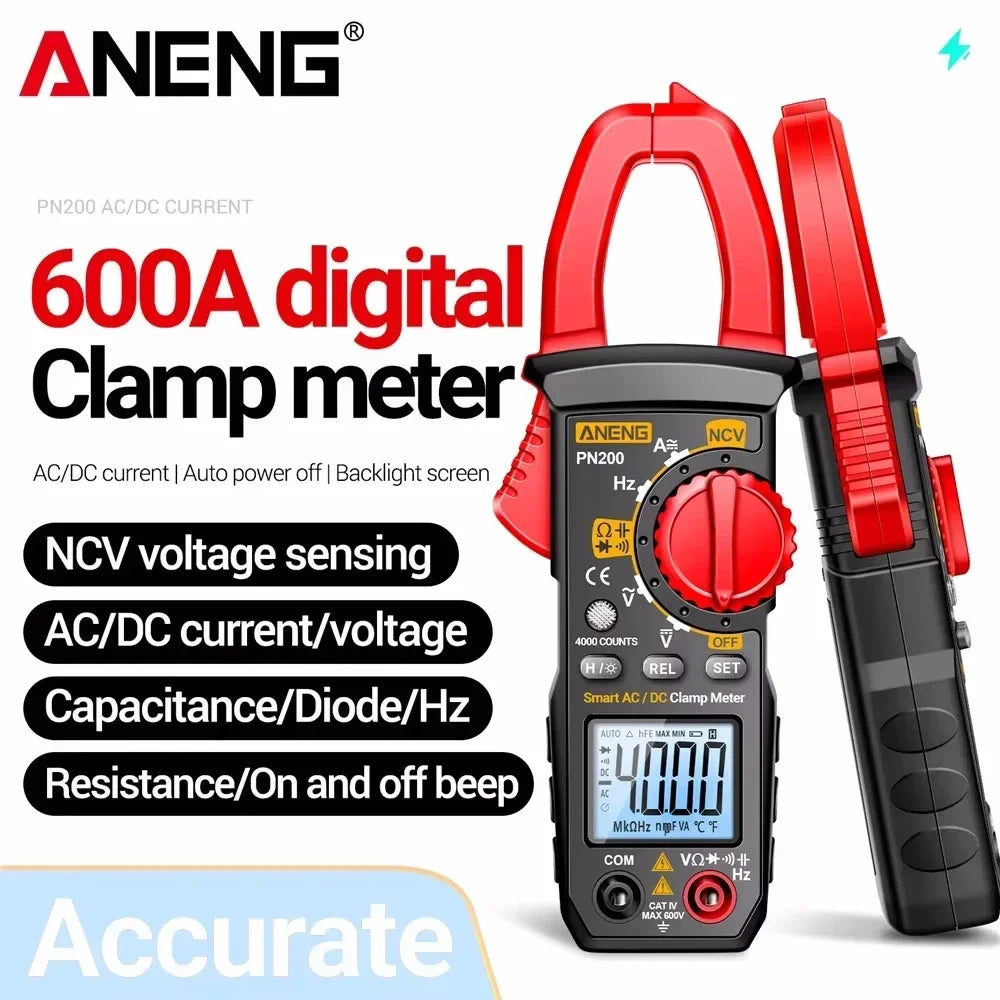 ANENG PN200 Digital Clamp Meter 600A DC/AC Multimeter NCV Digital Clamp Meter SPOT