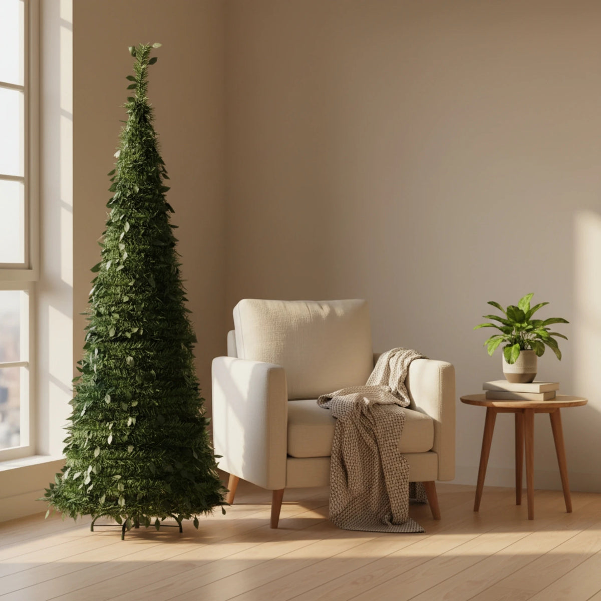 Slim Artificial Christmas Tree with Metal Stand – Dense & Full Artificial Christmas Tree SPOT