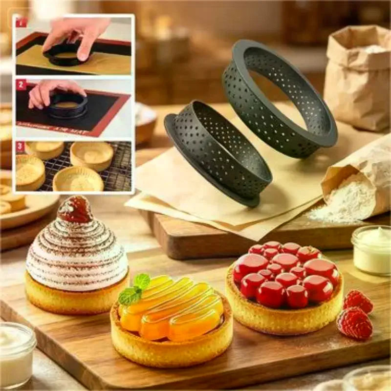 Non-Stick Perforated Tart Ring Mold – Pie & Cake Baking Tart Baking Mold SPOT