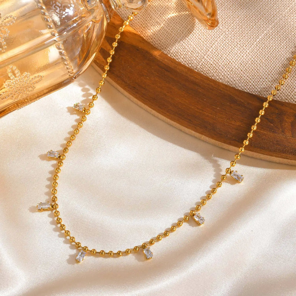 Tiny Cubic Zirconia Pendant Necklace – Tarnish-Free Gold Pendant Necklace SPOT