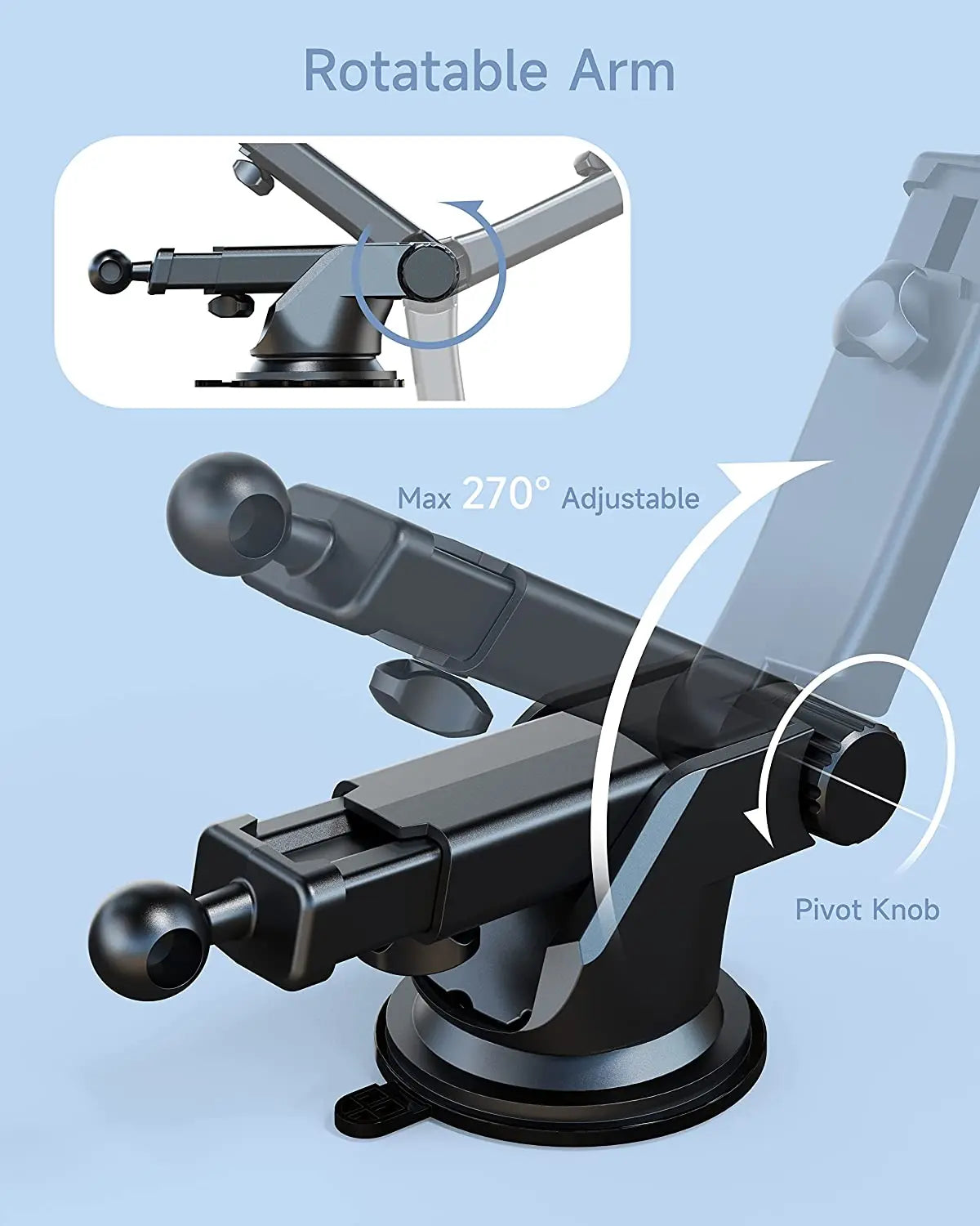 17mm Ball Head Suction Cup Car Phone Mount – Dashboard & Windshield Car Phone Mount SPOT