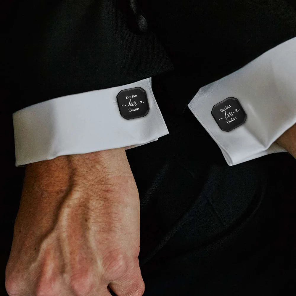 Personalized Engraved Cufflinks for Men – Custom Text & Logo Engraved Cufflinks SPOT
