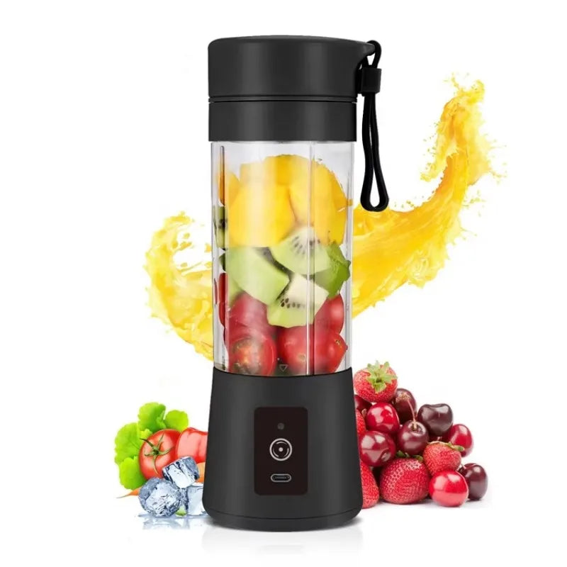 380ML Portable USB Juicer Blender Cup – 6-Blade Rechargeable Portable Juicer Blender SPOT Black